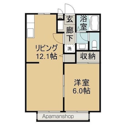 コスモスクエア三野Ａ・Ｂ棟[1LDK/40.92m2]の間取図