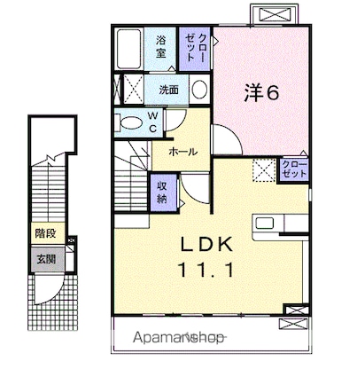 アンジュール[1LDK/46.09m2]の間取図