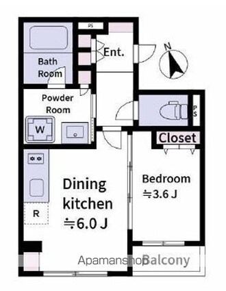 東京都北区上中里２丁目[1DK/25.27m2]の間取図