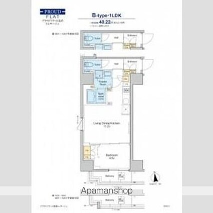 プラウドフラット浅草トレサージュ[1LDK/40.22m2]の間取図