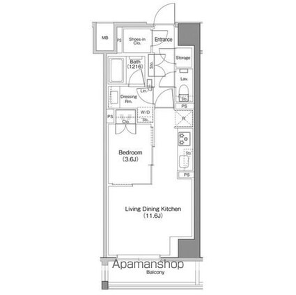 ザ・パークハビオ日本橋馬喰町[1LDK/40.08m2]の間取図