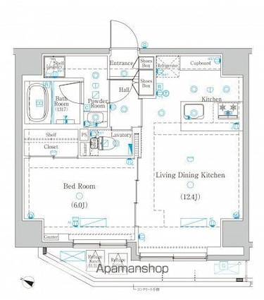 ＤＩＰＳ東十条駅前ＲＥＳＩＤＥＮＣＥ[1LDK/42.86m2]の間取図