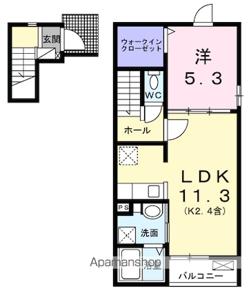 アルドーレ[1LDK/43.47m2]の間取図