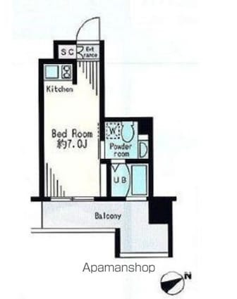 レジディア市谷薬王寺[1R/18.01m2]の間取図