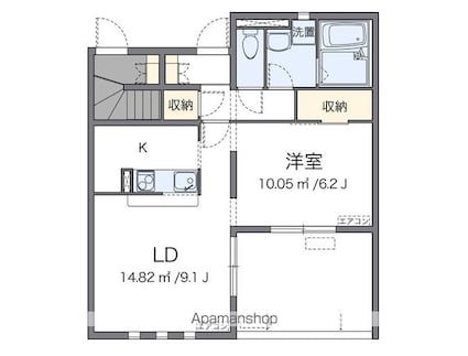 ミランダモトウイング５[1LDK/43.06m2]の間取図