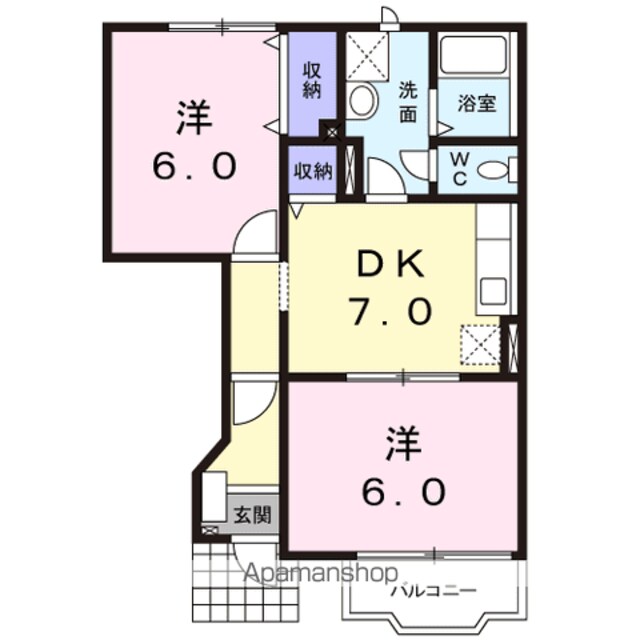 スィートＡ[2DK/44.34m2]の間取図