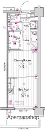 ガーラ・プレシャス四ツ木[1DK/25.51m2]の間取図