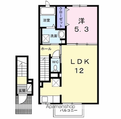 ミルト・ラフレシール[1LDK/43.32m2]の間取図