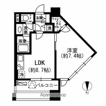 レジディア市ヶ谷[1DK/37.65m2]の間取図