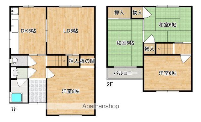 和歌山線 志都美駅 徒歩17分 2階建 築48年の間取り写真