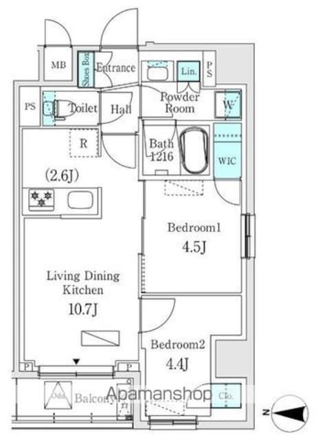 ＡＳＭＡＣＩ　ＭＡＩＳＯＮ両国Ⅰ[2LDK/45.97m2]の間取図