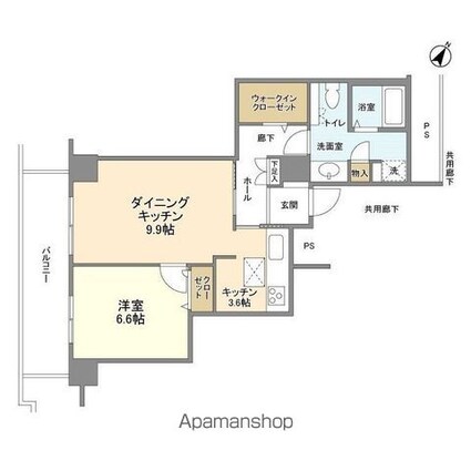 トルナーレ日本橋浜町[1LDK/56.98m2]の間取図