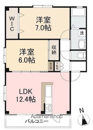 香川県高松市下田井町[2LDK/57.13m2]の間取図