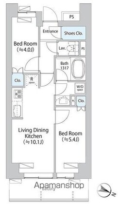 パークアクシス千歳船橋[2LDK/45.81m2]の間取図