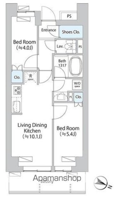 パークアクシス千歳船橋[2LDK/45.81m2]の間取図