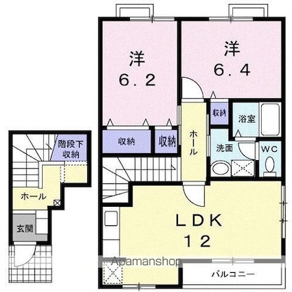 オーブリーⅡさおり[2LDK/65.53m2]の間取図