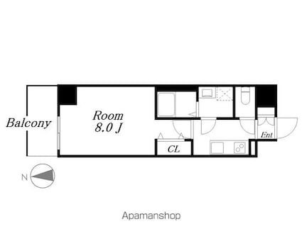 愛知県名古屋市西区新道２丁目[1K/24.94m2]の間取図