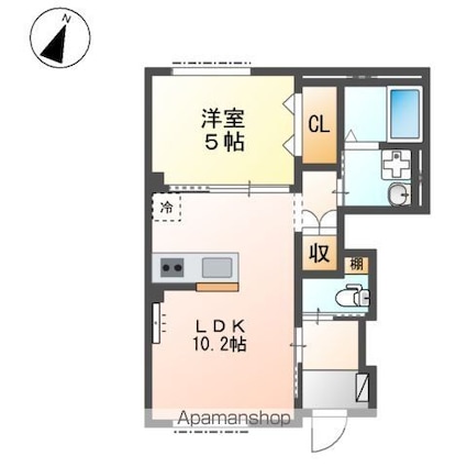パレス北野[1LDK/40.03m2]の間取図