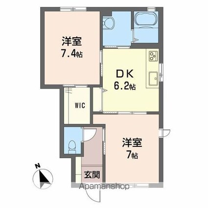 モダンヴィレッジ　Ｄ棟[2DK/48.25m2]の間取図