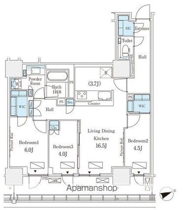 ロイヤルパークス品川[3LDK/75.33m2]の間取図