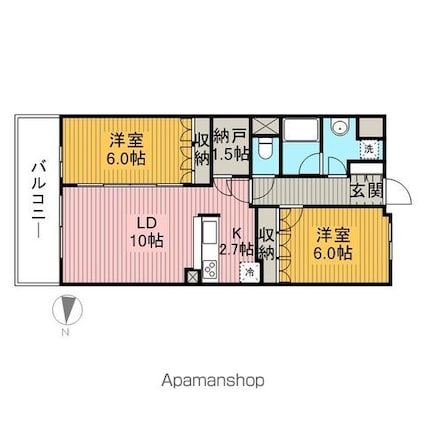 フェールメゾン西大島[2LDK/58.62m2]の間取図