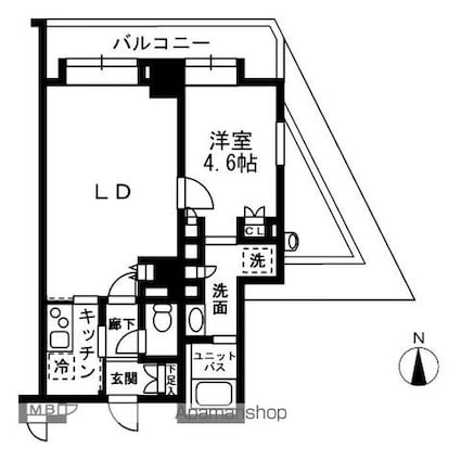 レジディア中落合Ａ棟[1LDK/41.05m2]の間取図