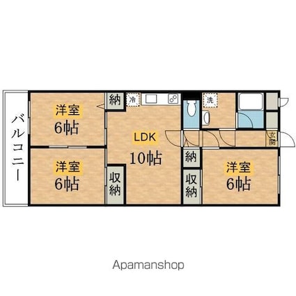 東京都八王子市狭間町[3LDK/64.8m2]の間取図