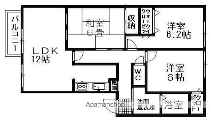 フォブール牧野　Ａ棟[3LDK/67.08m2]の間取図