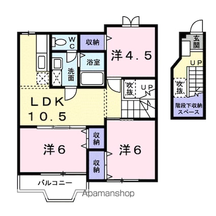 クレストール石山[3LDK/65.57m2]の間取図