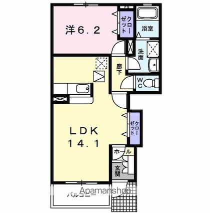 ベル・ル・ジャルダン　Ⅱ[1LDK/48.39m2]の間取図
