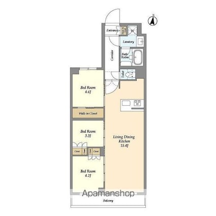 アジールコート練馬中村橋[3LDK/61.18m2]の間取図