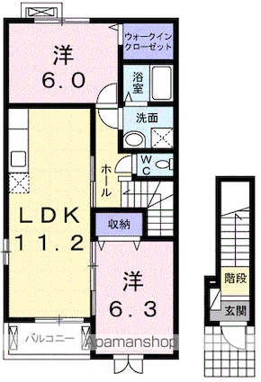グレイスメゾンＢ[2LDK/58.33m2]の間取図