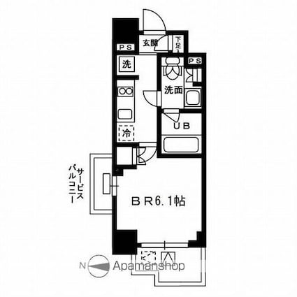 レジディア新宿イーストⅢ[1K/20.54m2]の間取図