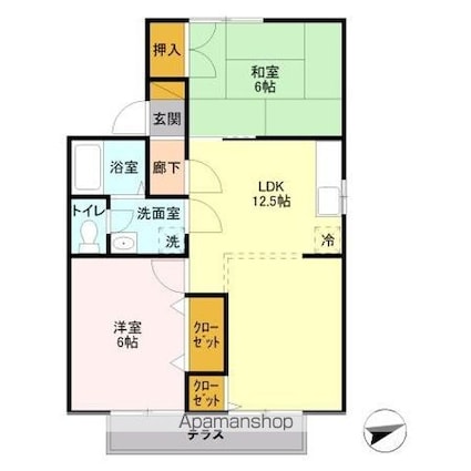セジュール昭和[2LDK/49.58m2]の間取図