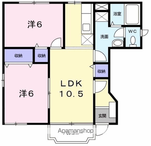 オーシャン　パーク[2LDK/51.79m2]の間取図