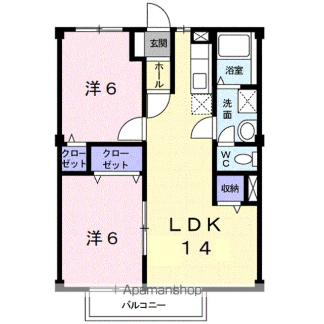 コーポサンシャイン[2LDK/52.17m2]の間取図