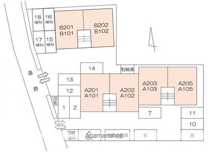 アルカディア屋島Ａ・Ｂ[1LDK/46.08m2]の配置図