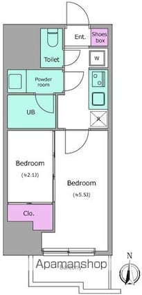 ドゥーエ亀戸Ⅲ[2K/25.4m2]の間取図