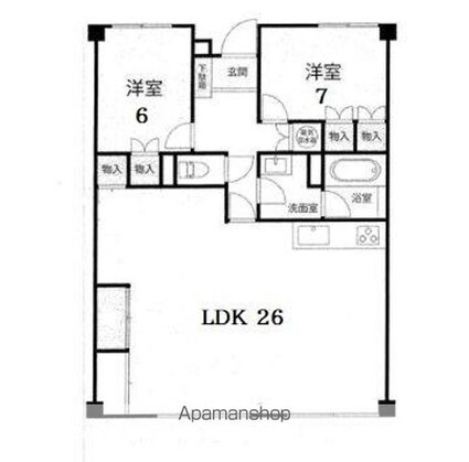 香西グランドマンション１０７[2LDK/89.34m2]の間取図