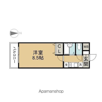 愛知県名古屋市西区城西３丁目[1K/24.09m2]の間取図