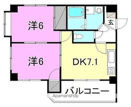 Ｃｈａｒｍｅ．Ｍ（シャルム．エム）[2DK/41.85m2]の間取図