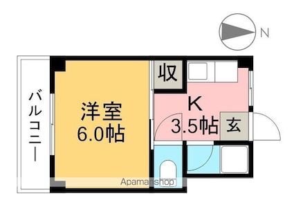 ドエル寿[1K/19.17m2]の間取図