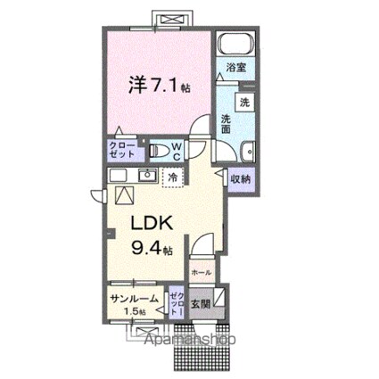 アムール・Ｋ[1LDK/42.31m2]の間取図