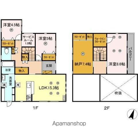 南三咲１丁目戸建て　住居の間取り