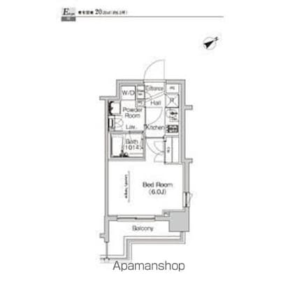 プラウドフラット門前仲町Ⅳ[1K/20m2]の間取図