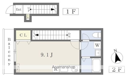 ＥＡＲＬ’Ｓ　ＣＯＵＲＴ北条[1R/30.76m2]の間取図