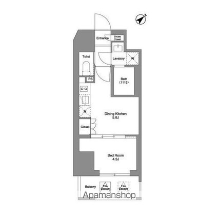 ルフォンプログレ大森山王[1DK/25.89m2]の間取図
