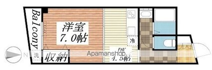ブルーハイツ月読橋[1DK/33.69m2]の間取図