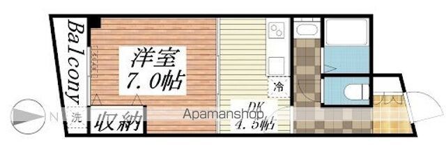 ブルーハイツ月読橋[1DK/33.69m2]の間取図