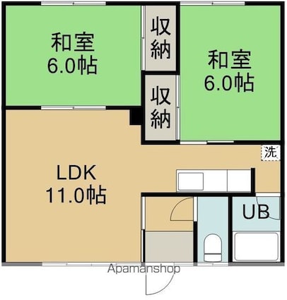 コーポサンシ２号棟[2LDK/49.33m2]の間取図
